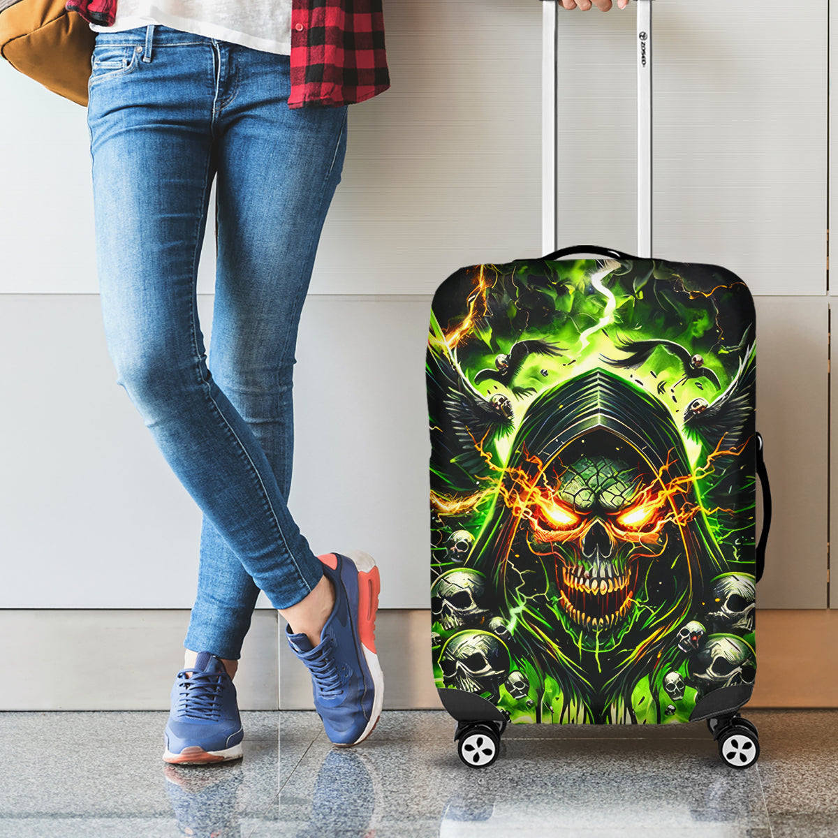 Doule Skull Luggage Cover Angel To Some Demon To Most - Wonder Print Shop