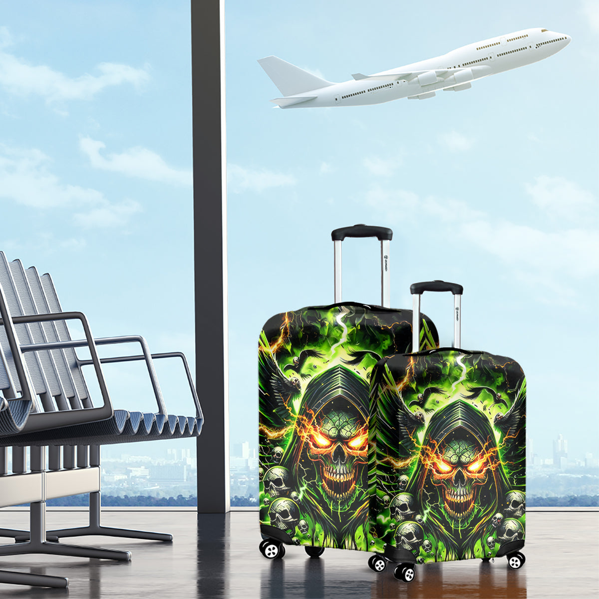 Doule Skull Luggage Cover Angel To Some Demon To Most - Wonder Print Shop