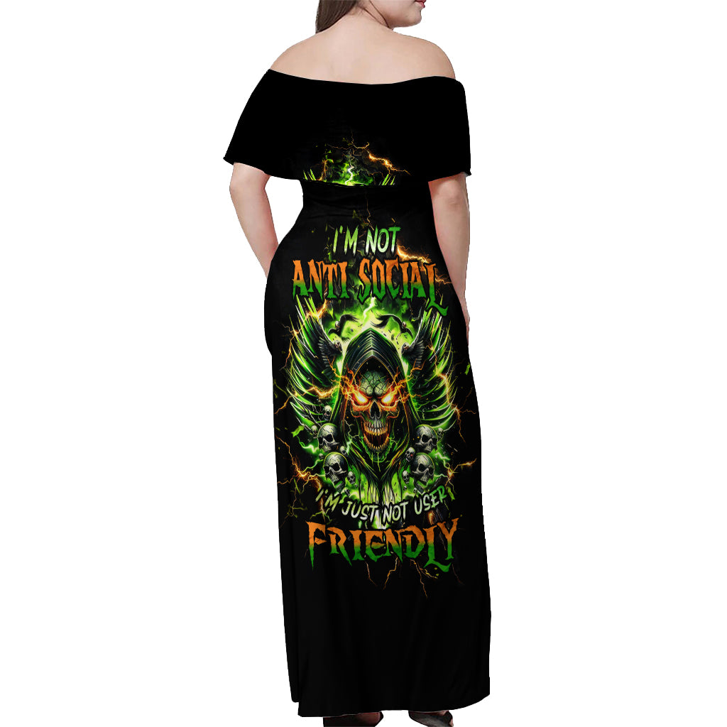 Doule Skull Off Shoulder Maxi Dress Angel To Some Demon To Most - Wonder Print Shop