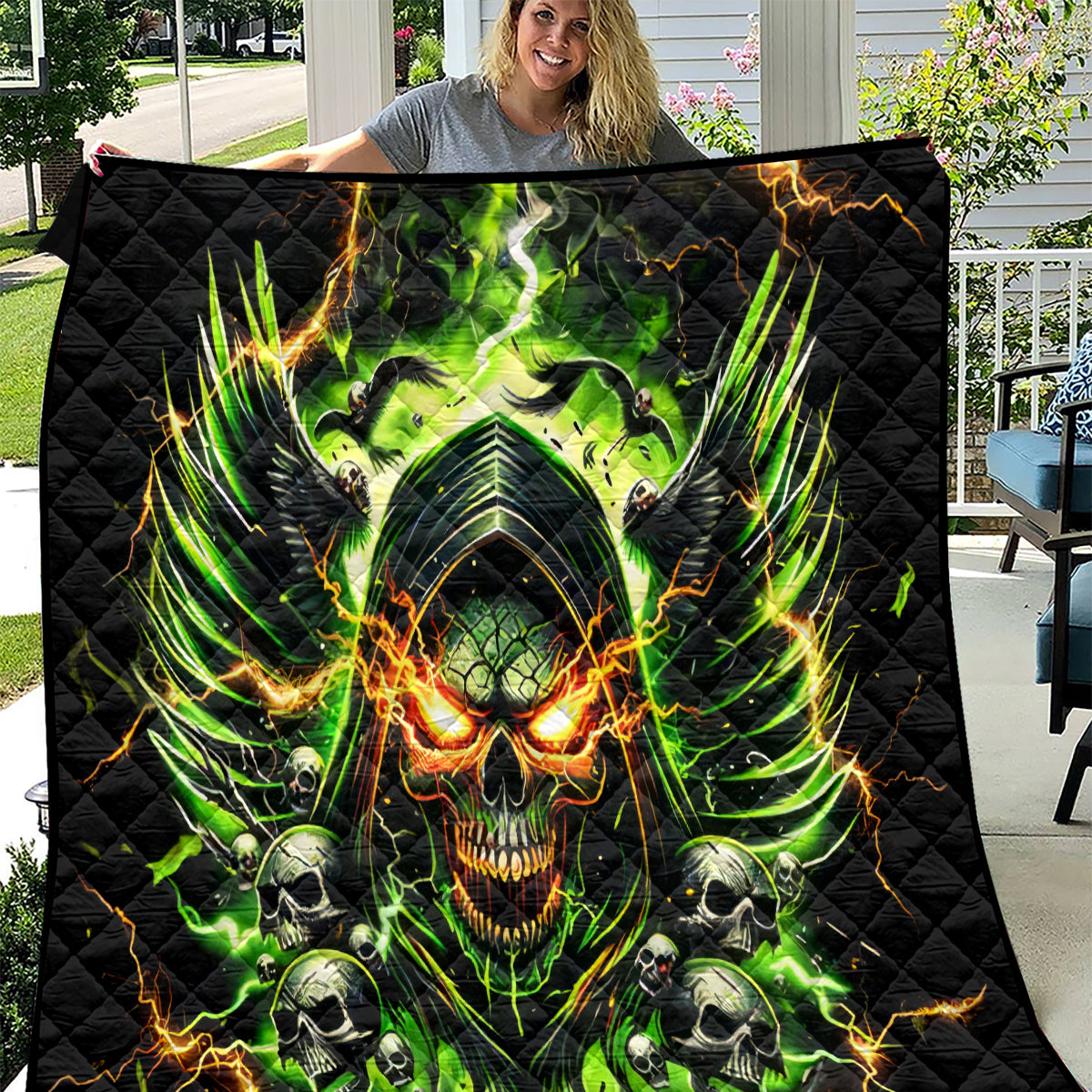 Doule Skull Quilt Angel To Some Demon To Most - Wonder Print Shop