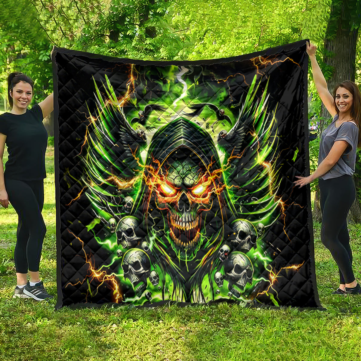 Doule Skull Quilt Angel To Some Demon To Most - Wonder Print Shop