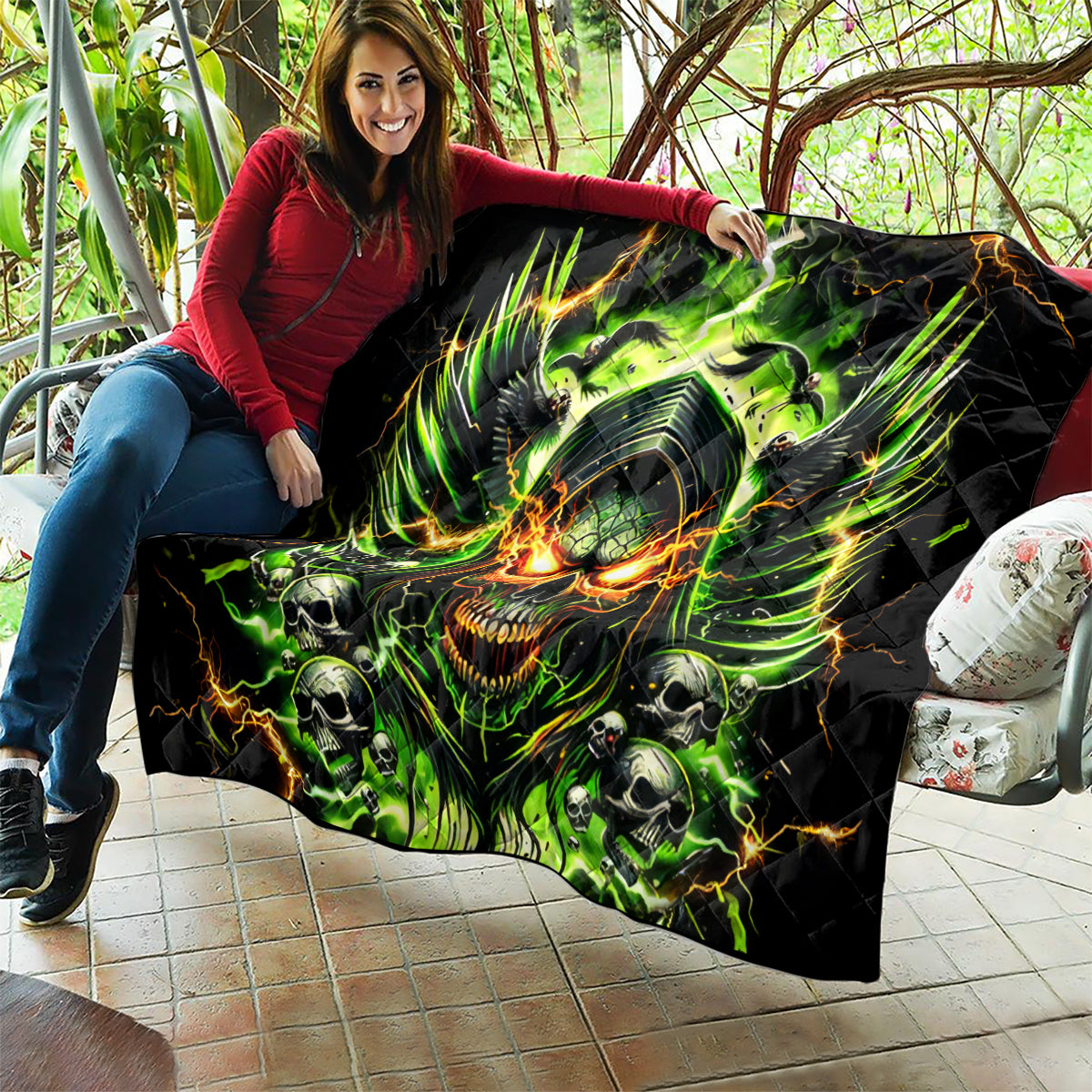 Doule Skull Quilt Angel To Some Demon To Most - Wonder Print Shop