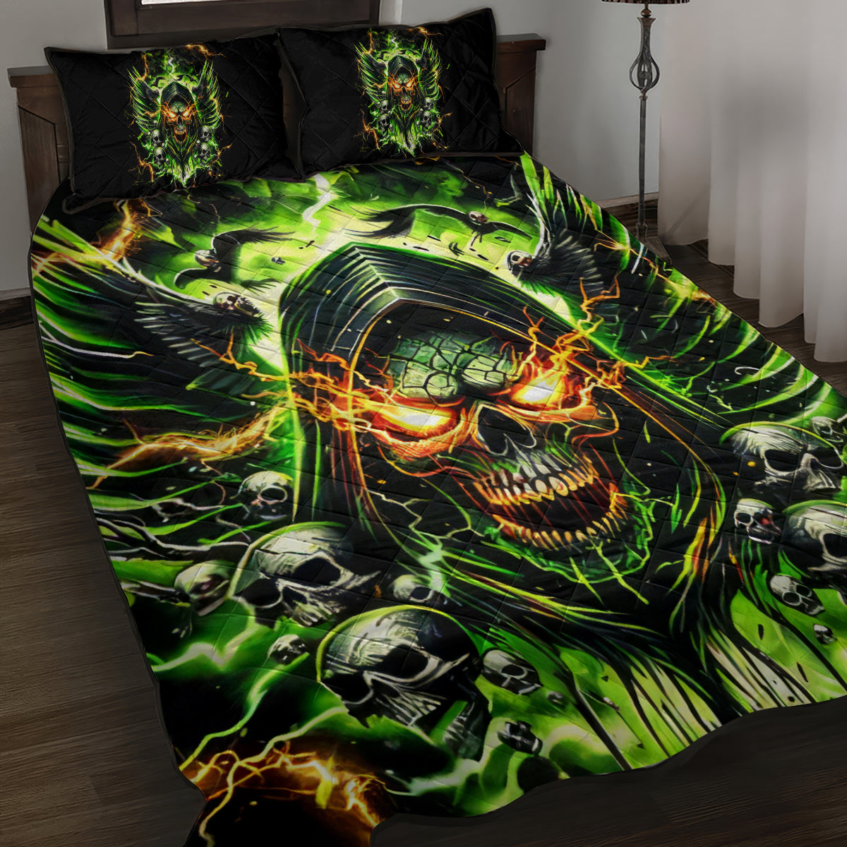 Doule Skull Quilt Bed Set Angel To Some Demon To Most - Wonder Print Shop