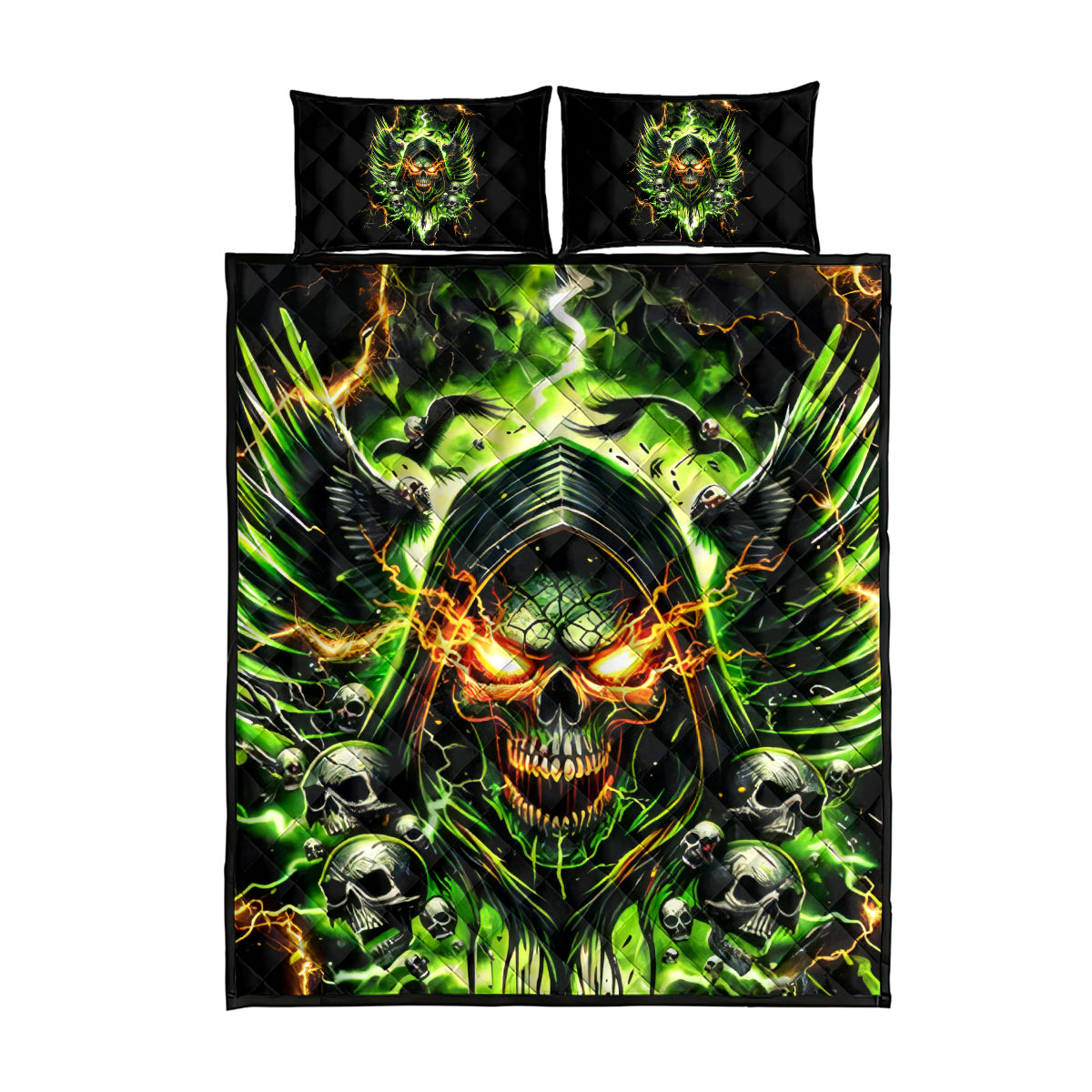 Doule Skull Quilt Bed Set Angel To Some Demon To Most - Wonder Print Shop