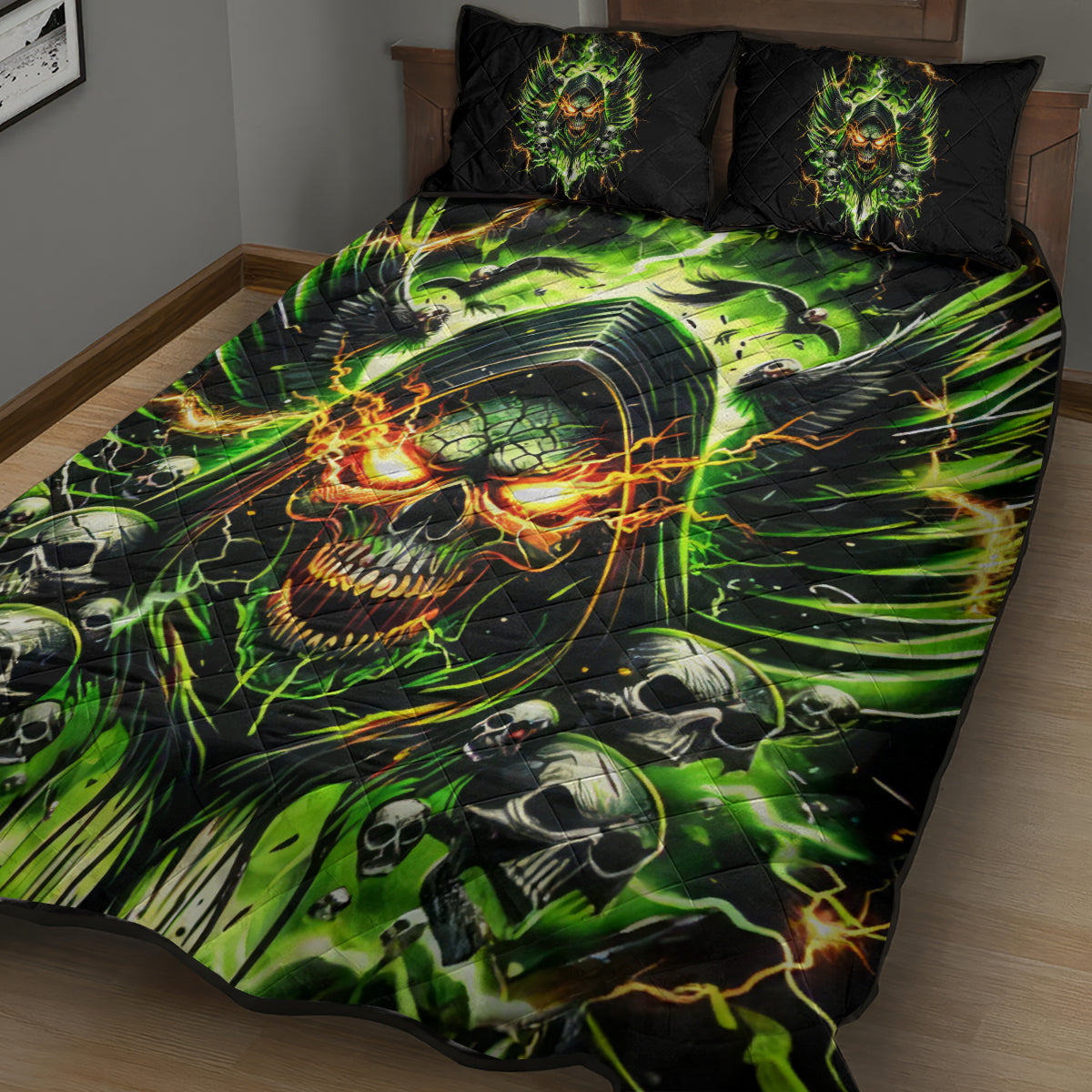 Doule Skull Quilt Bed Set Angel To Some Demon To Most - Wonder Print Shop