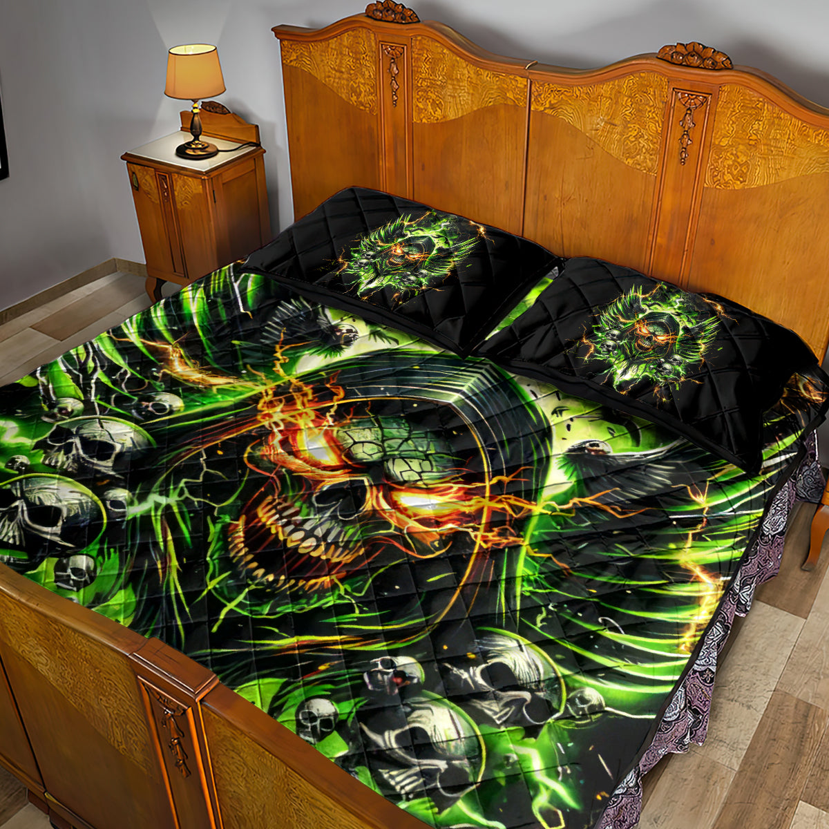 Doule Skull Quilt Bed Set Angel To Some Demon To Most - Wonder Print Shop