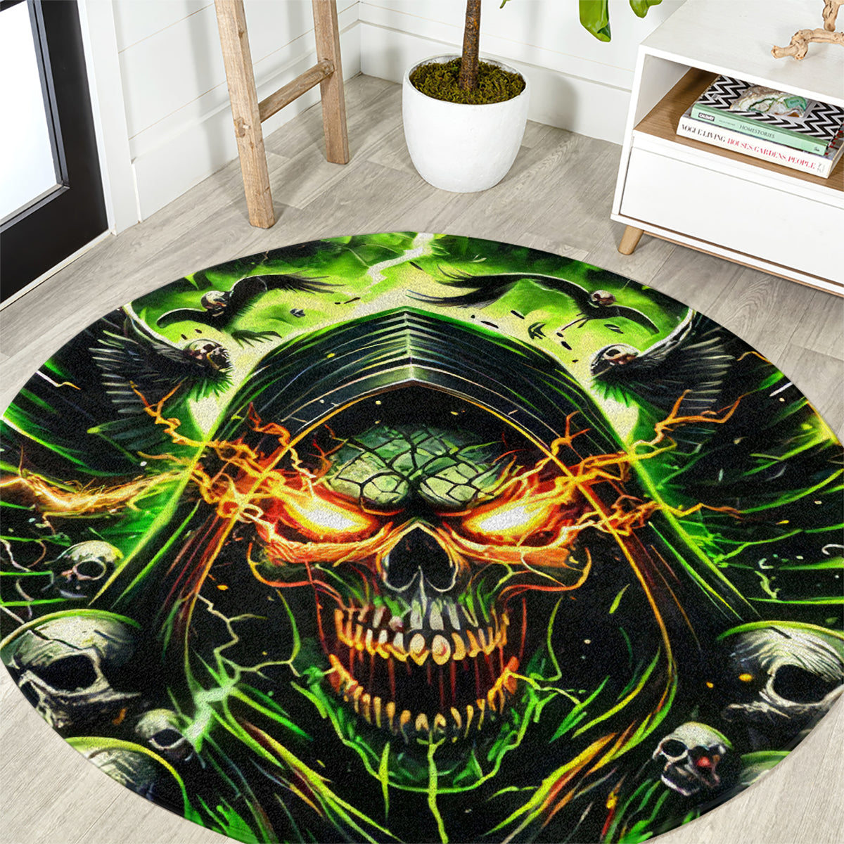 Doule Skull Round Carpet Angel To Some Demon To Most