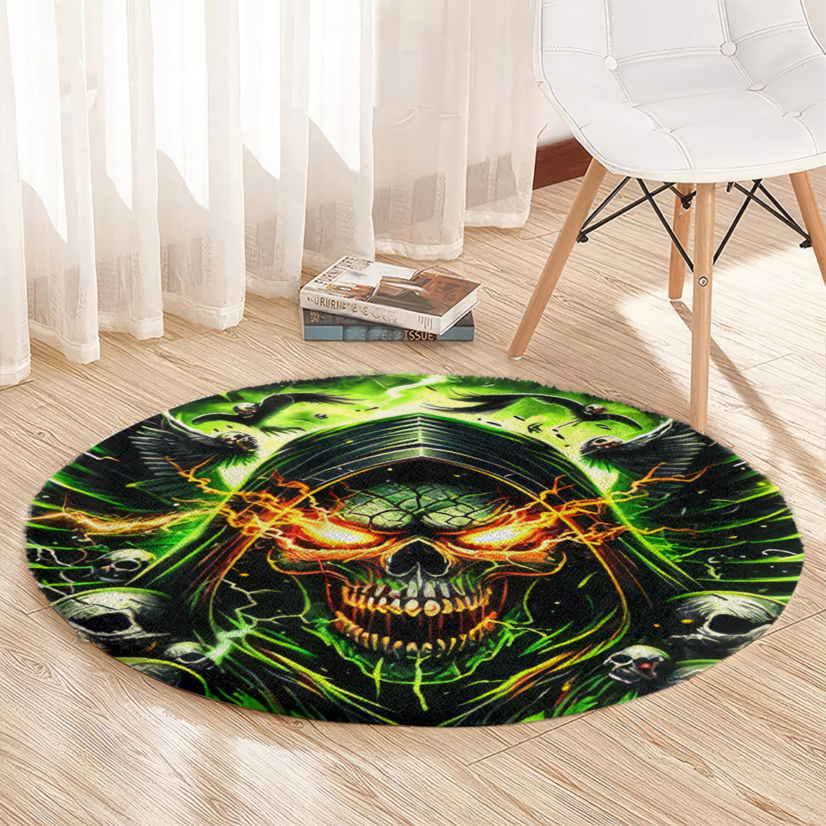Doule Skull Round Carpet Angel To Some Demon To Most