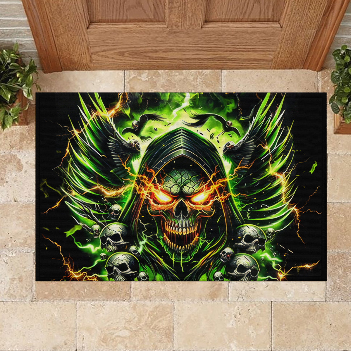 Doule Skull Rubber Doormat Angel To Some Demon To Most - Wonder Print Shop