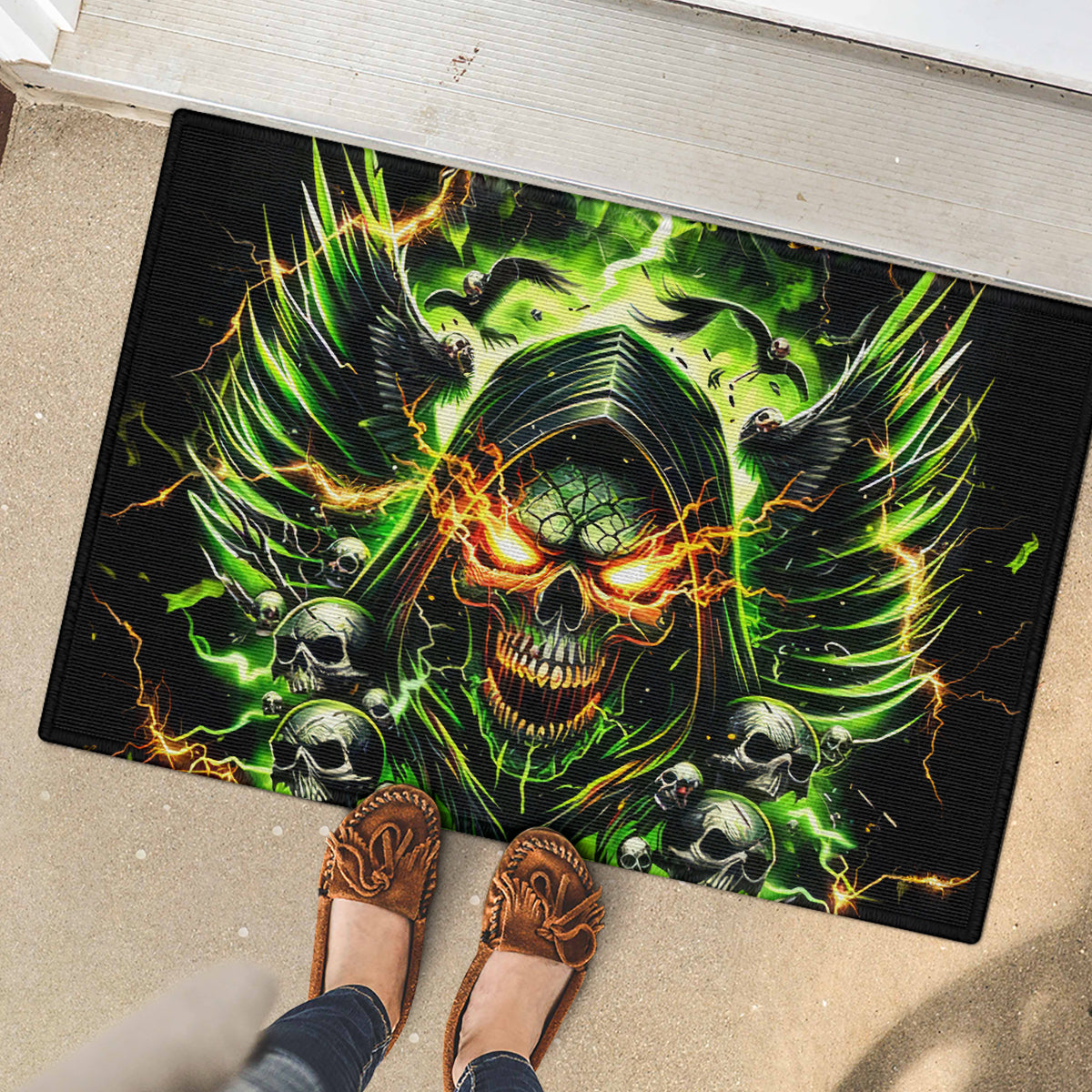 Doule Skull Rubber Doormat Angel To Some Demon To Most - Wonder Print Shop