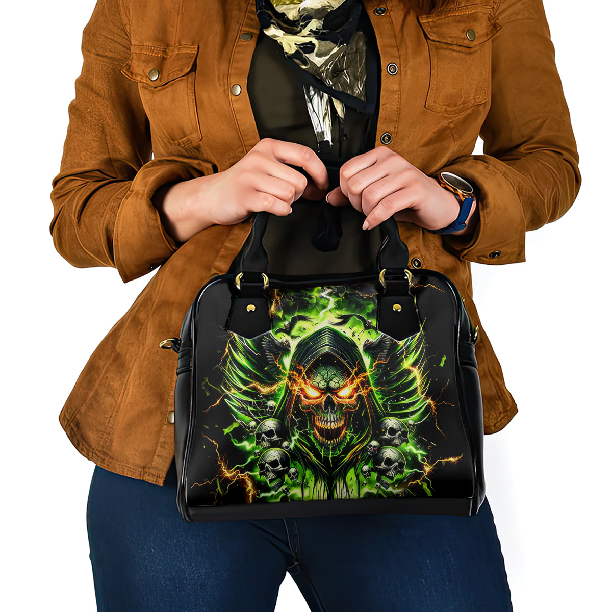 Doule Skull Shoulder Handbag Angel To Some Demon To Most