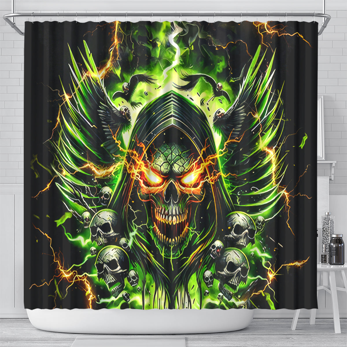 Doule Skull Shower Curtain Angel To Some Demon To Most