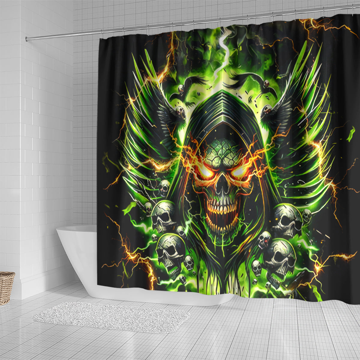 Doule Skull Shower Curtain Angel To Some Demon To Most