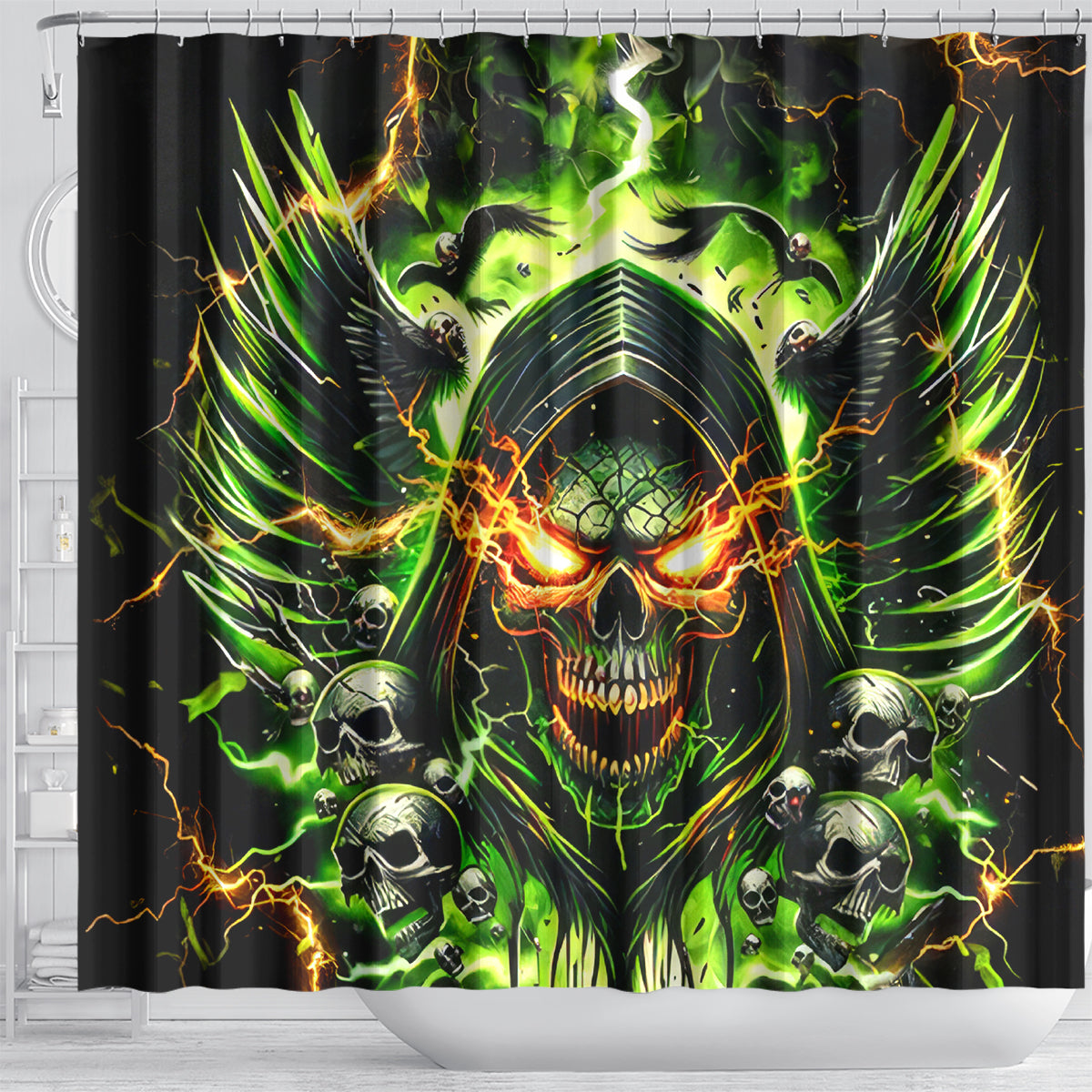 Doule Skull Shower Curtain Angel To Some Demon To Most