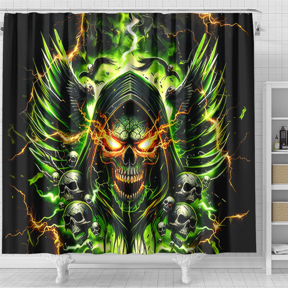 Doule Skull Shower Curtain Angel To Some Demon To Most