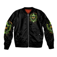 Doule Skull Sleeve Zip Bomber Jacket Angel To Some Demon To Most - Wonder Print Shop
