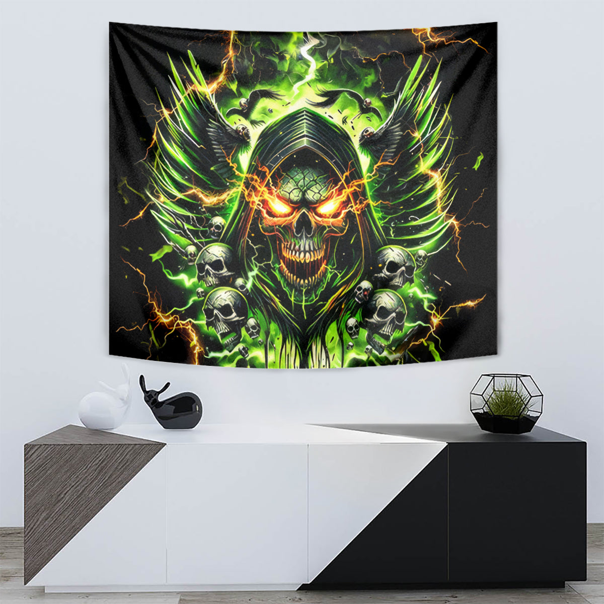 Doule Skull Tapestry Angel To Some Demon To Most - Wonder Print Shop