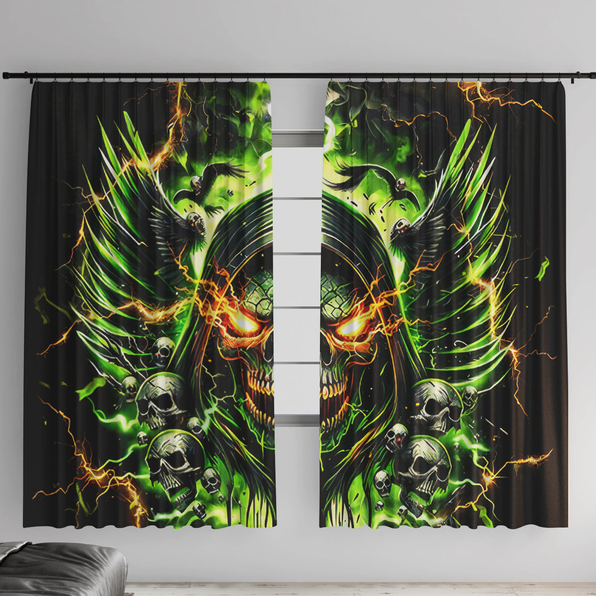 Doule Skull Window Curtain Angel To Some Demon To Most - Wonder Print Shop