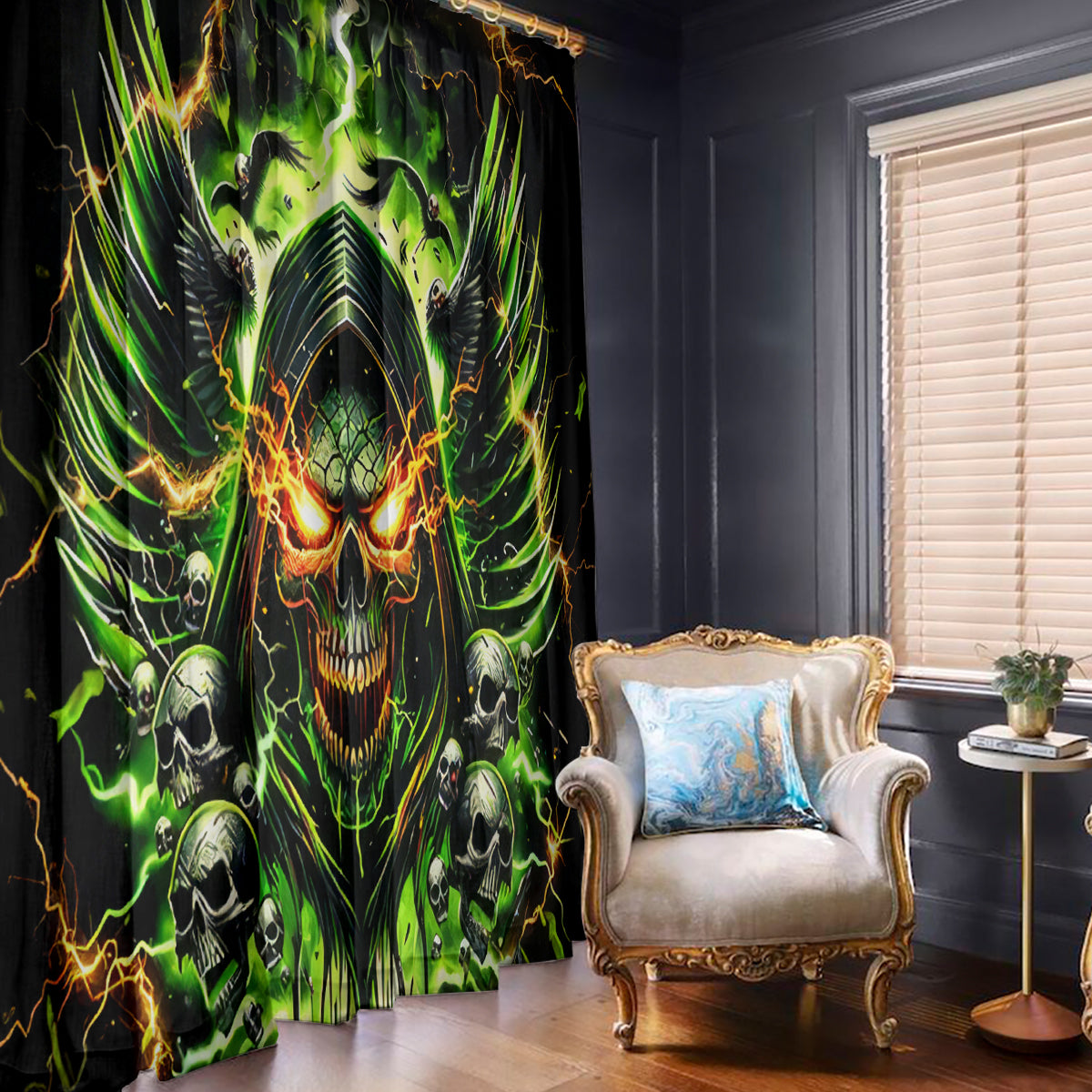 Doule Skull Window Curtain Angel To Some Demon To Most - Wonder Print Shop