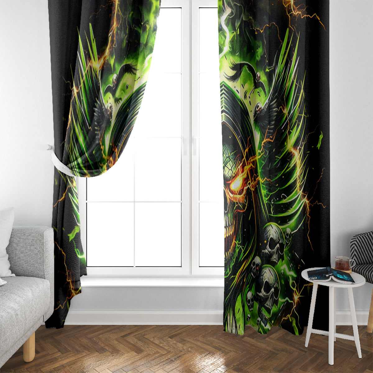 Doule Skull Window Curtain Angel To Some Demon To Most - Wonder Print Shop