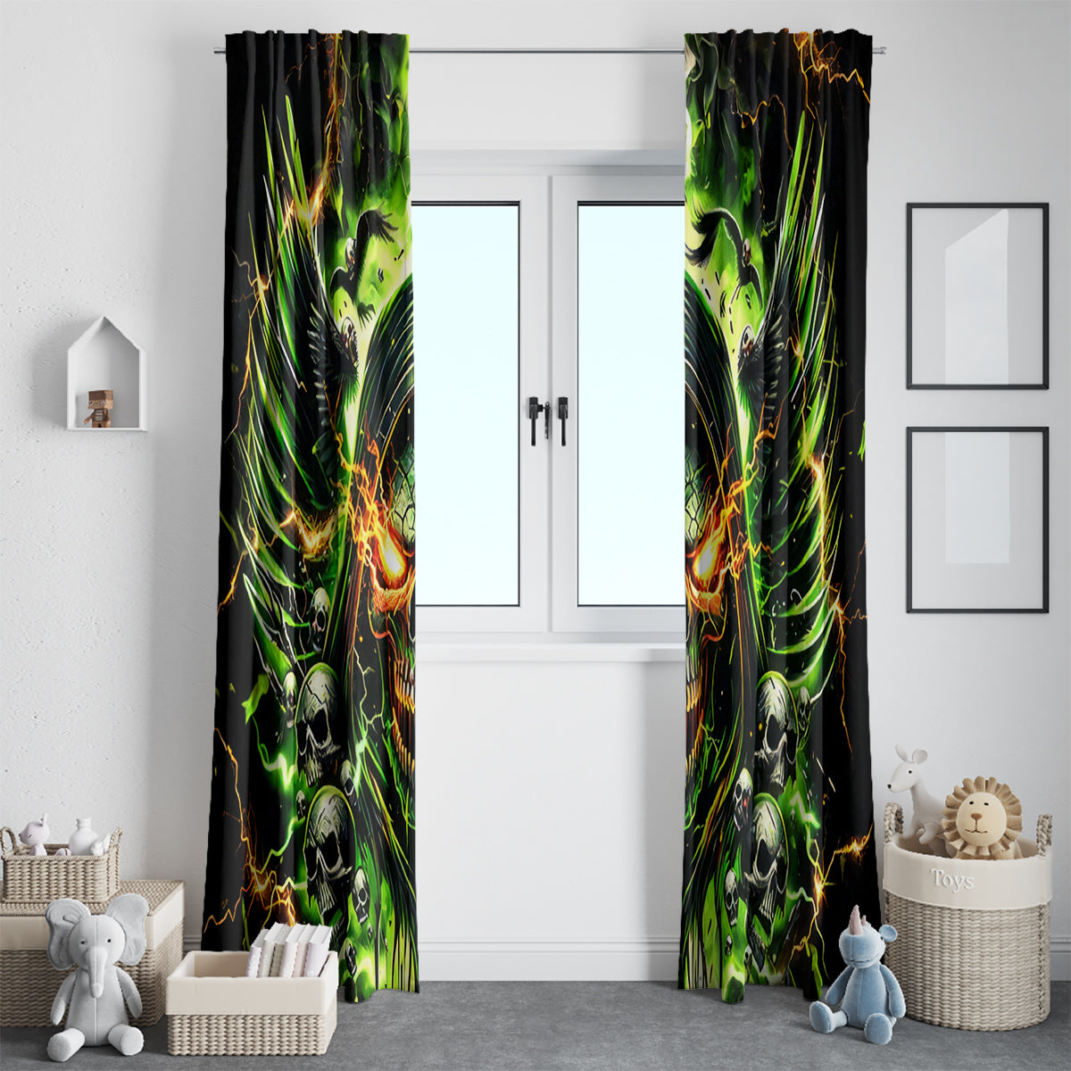 Doule Skull Window Curtain Angel To Some Demon To Most - Wonder Print Shop