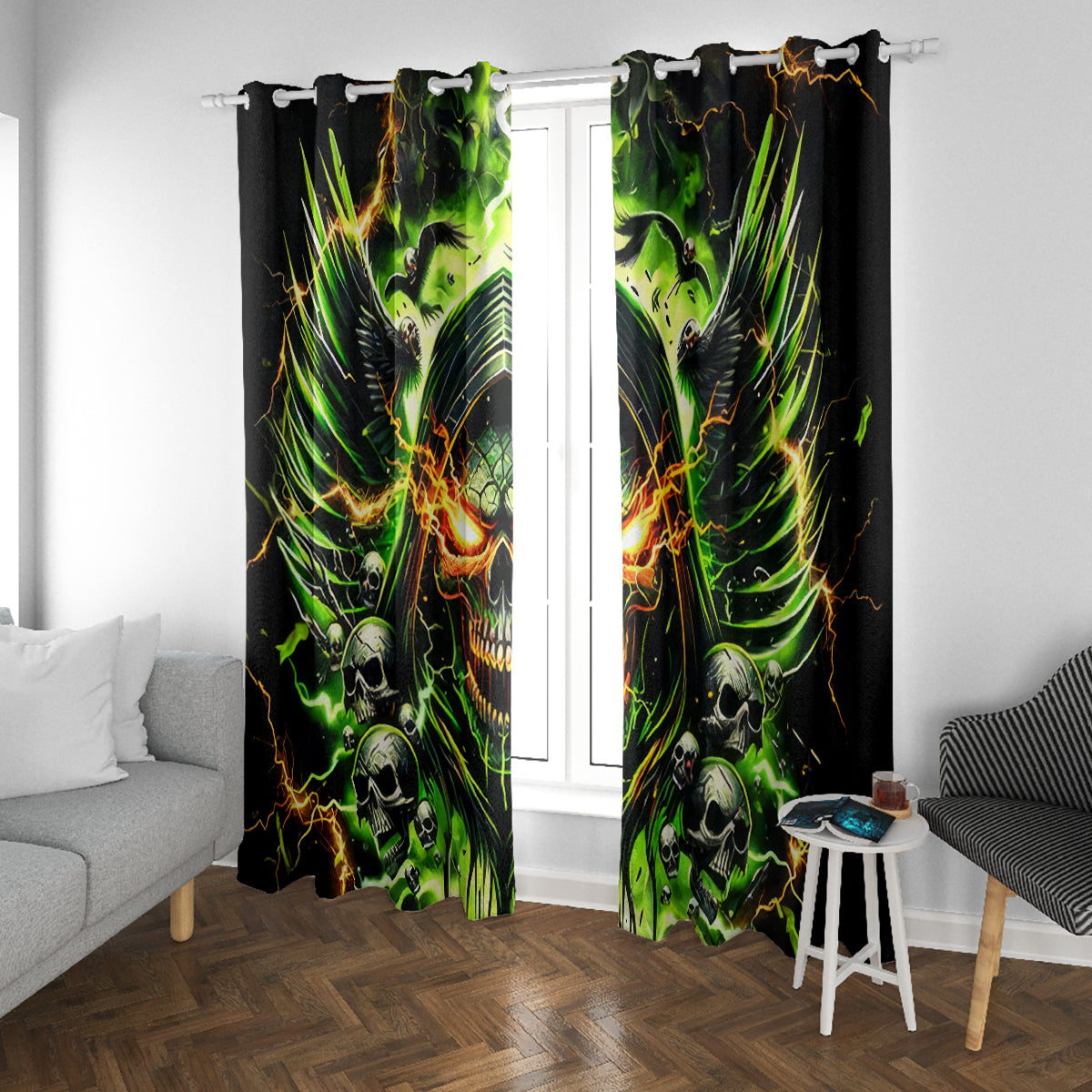 Doule Skull Window Curtain Angel To Some Demon To Most - Wonder Print Shop
