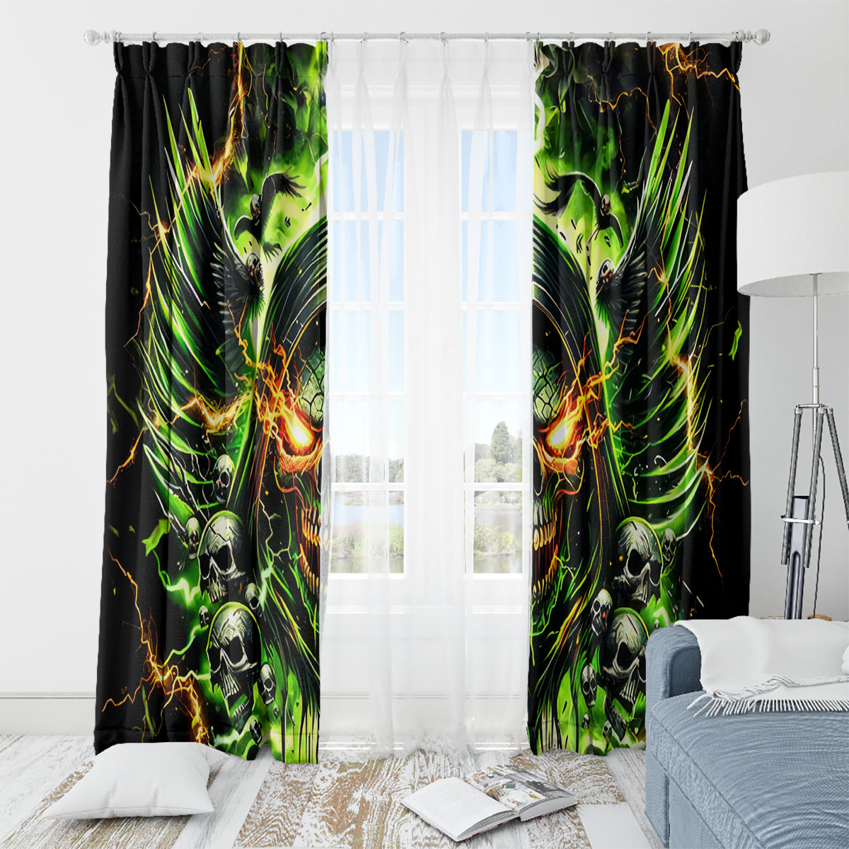 Doule Skull Window Curtain Angel To Some Demon To Most - Wonder Print Shop