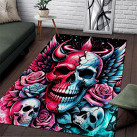 Couple Skull Area Rug She Was And Angel Craving Chaos Demon Seeking Peace - Wonder Print Shop