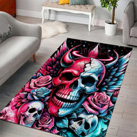 Couple Skull Area Rug She Was And Angel Craving Chaos Demon Seeking Peace - Wonder Print Shop