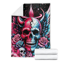 Couple Skull Blanket She Was And Angel Craving Chaos Demon Seeking Peace