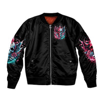 Couple Skull Bomber Jacket She Was And Angel Craving Chaos Demon Seeking Peace - Wonder Print Shop
