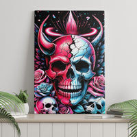 Couple Skull Canvas Wall Art She Was And Angel Craving Chaos Demon Seeking Peace - Wonder Print Shop