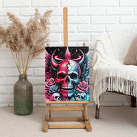 Couple Skull Canvas Wall Art She Was And Angel Craving Chaos Demon Seeking Peace - Wonder Print Shop