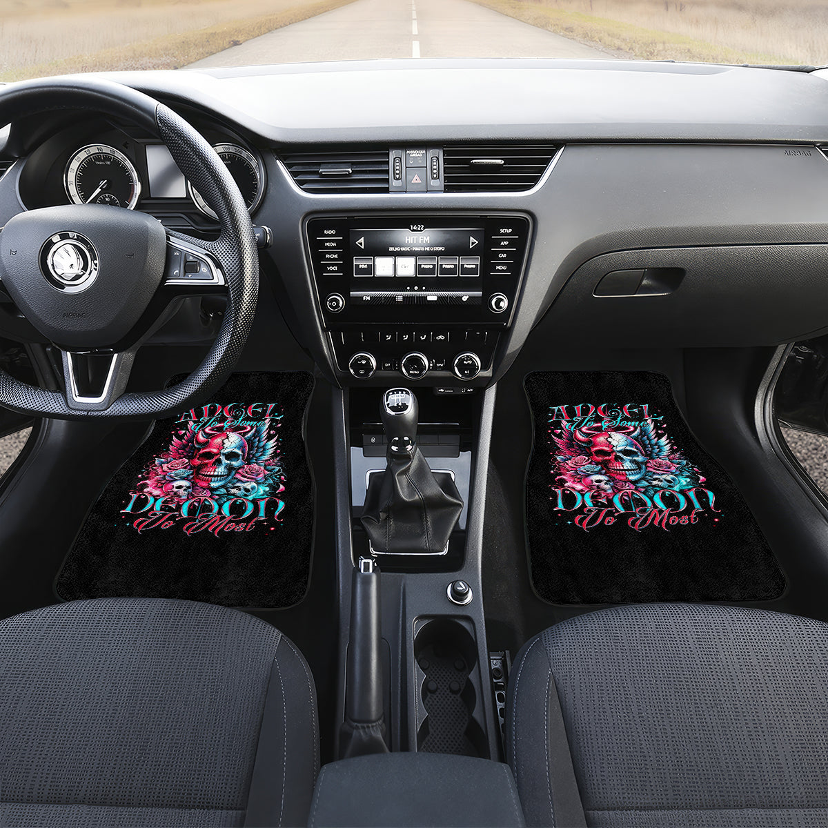 Couple Skull Car Mats She Was And Angel Craving Chaos Demon Seeking Peace - Wonder Print Shop