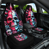 Couple Skull Car Seat Cover She Was And Angel Craving Chaos Demon Seeking Peace - Wonder Print Shop