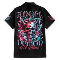 Couple Skull Family Matching Short Sleeve Bodycon Dress and Hawaiian Shirt She Was And Angel Craving Chaos Demon Seeking Peace - Wonder Print Shop