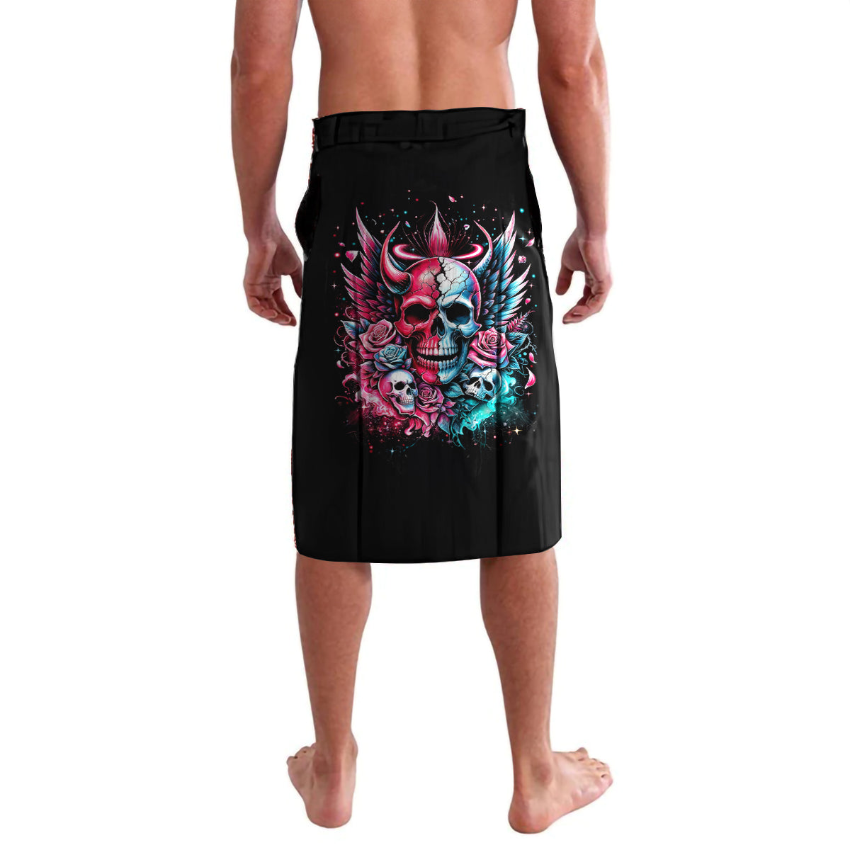 Couple Skull Lavalava She Was And Angel Craving Chaos Demon Seeking Peace - Wonder Print Shop