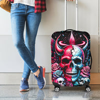 Couple Skull Luggage Cover She Was And Angel Craving Chaos Demon Seeking Peace - Wonder Print Shop