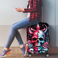 Couple Skull Luggage Cover She Was And Angel Craving Chaos Demon Seeking Peace - Wonder Print Shop