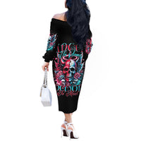 Couple Skull Off The Shoulder Long Sleeve Dress She Was And Angel Craving Chaos Demon Seeking Peace - Wonder Print Shop