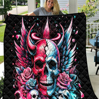 Couple Skull Quilt She Was And Angel Craving Chaos Demon Seeking Peace - Wonder Print Shop