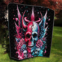Couple Skull Quilt She Was And Angel Craving Chaos Demon Seeking Peace - Wonder Print Shop