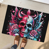 Couple Skull Rubber Doormat She Was And Angel Craving Chaos Demon Seeking Peace - Wonder Print Shop