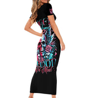 Couple Skull Short Sleeve Bodycon Dress She Was And Angel Craving Chaos Demon Seeking Peace - Wonder Print Shop