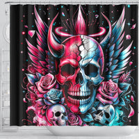 Couple Skull Shower Curtain She Was And Angel Craving Chaos Demon Seeking Peace