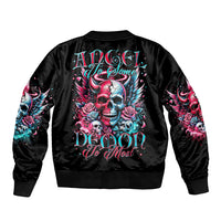 Couple Skull Sleeve Zip Bomber Jacket She Was And Angel Craving Chaos Demon Seeking Peace - Wonder Print Shop