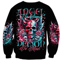 Couple Skull Sweatshirt She Was And Angel Craving Chaos Demon Seeking Peace - Wonder Print Shop