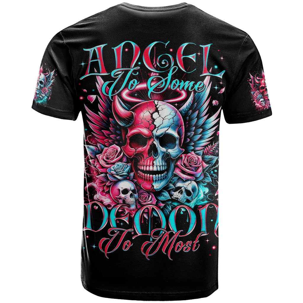 Couple Skull T Shirt She Was And Angel Craving Chaos Demon Seeking Peace - Wonder Print Shop