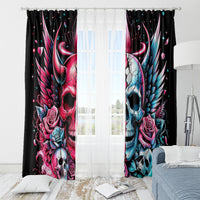 Couple Skull Window Curtain She Was And Angel Craving Chaos Demon Seeking Peace - Wonder Print Shop