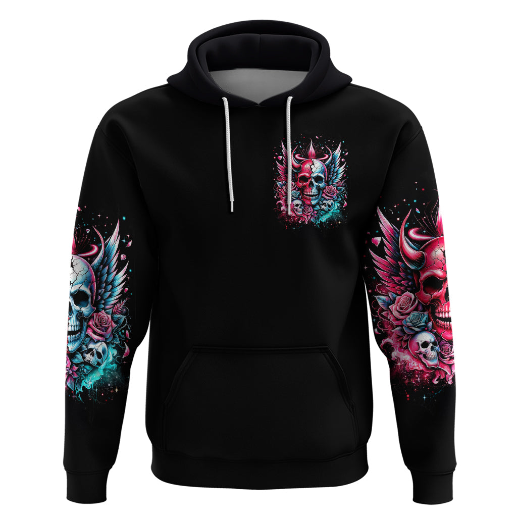 Couple Skull Zip Hoodie She Was And Angel Craving Chaos Demon Seeking Peace - Wonder Print Shop